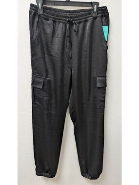 Triple Seven Black Sateen Cargo Jogger Pants